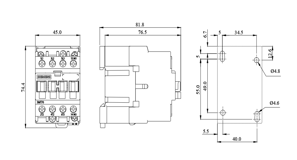 3MT7010 SIEMENS คอนแทคเตอร์ 9A, 4kW, 220AC, 1NO Frame S0 Magnetic ซีเมนส์ 3MT7010-0AA10-0AP0