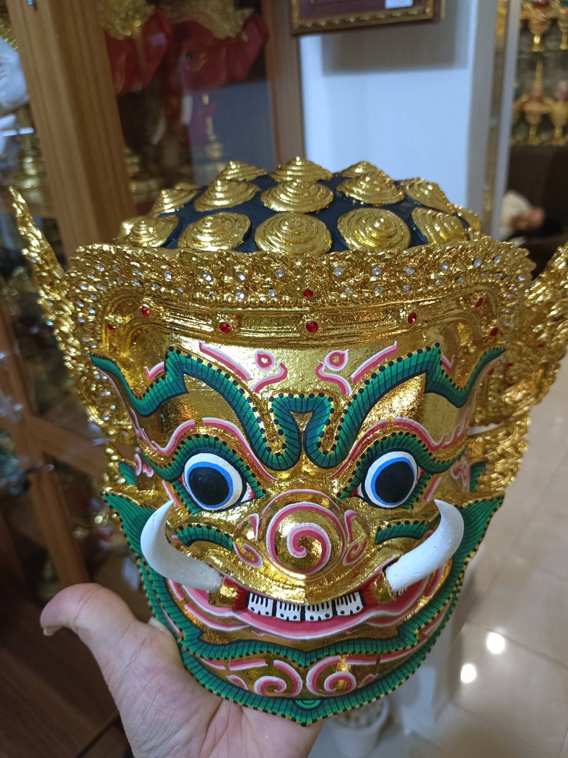 หัวโขน ยักษ์ (หน้าทอง) ขนาดครอบครึ่งซีก สำหรับแขวนผนัง