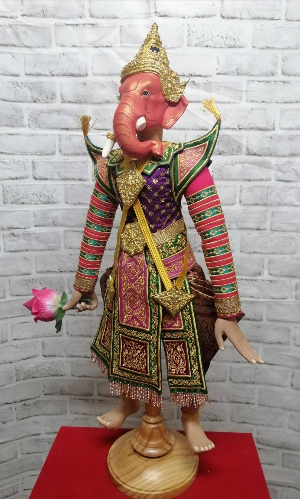 หุ่นละครเล็ก พระพิฆเนศ (สีแดง) ขนาด 60 ซม. (เชิดไม่ได้) สำหรับบูชา