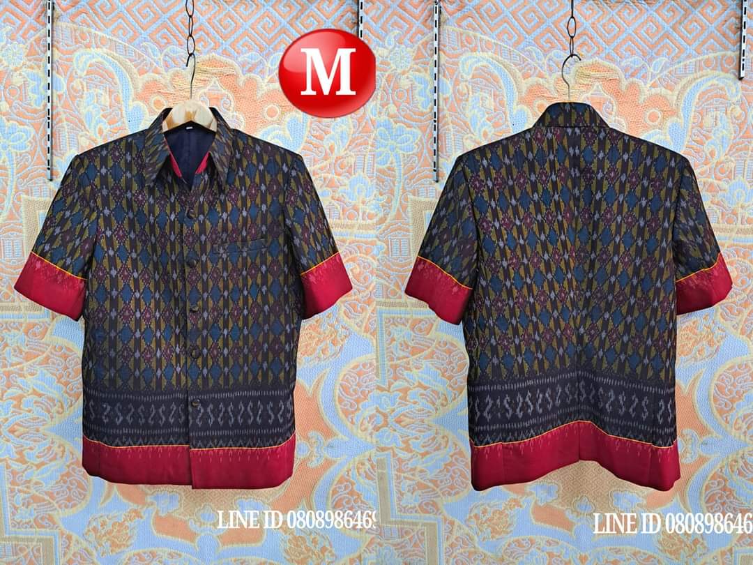 เสื้อสูทชายผ้าฝ้ายมัดหมี่แท้มัดหมี่ตีนแดงทอมือ เสื้อสูทชายฝ้ายแท้ สูทผ้าไทยชาย ซาฟารีผ้าไหมชาย สูทผ้าฝ้ายมัดหมี่ตีนแดง,สูทผ้าไทย ซาฟารีชาย ตามภาพ M