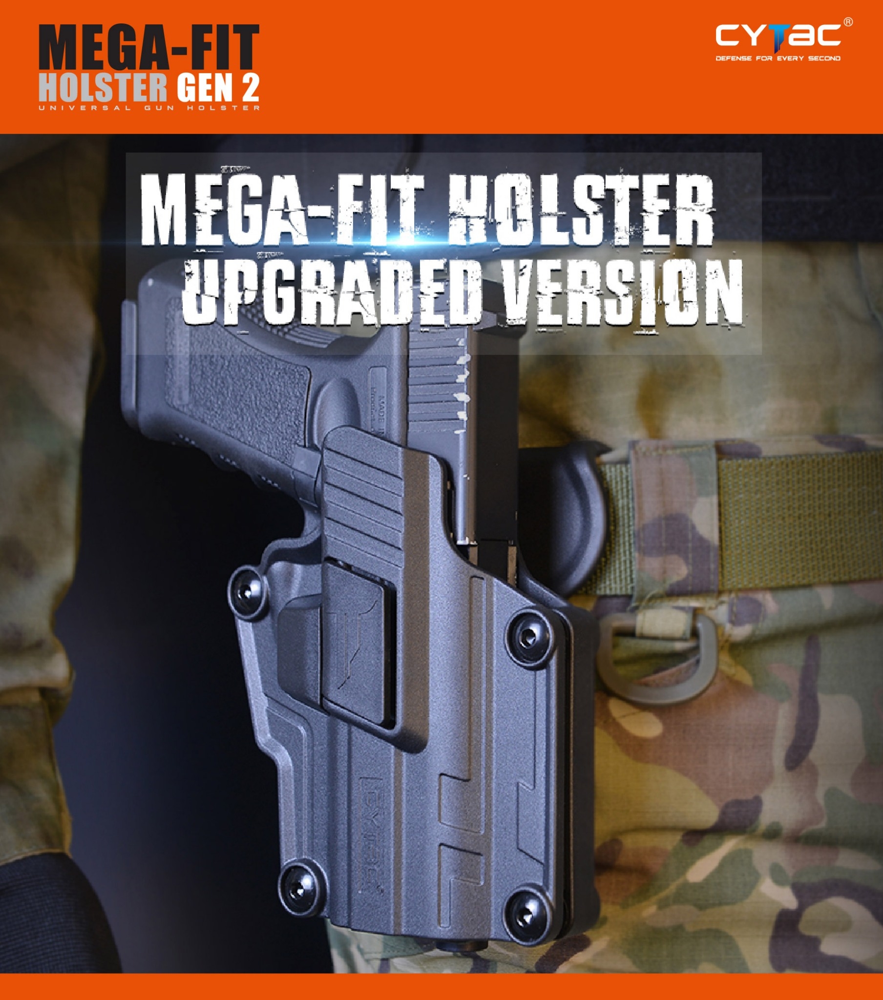 New.Cytac Mega-Fit Holster Gen2 [ CY-UHFSG2 ] ⚡️ซองปืนที่ออกแบบมาให้สามารถใช้งานได้หลากหลายรุ่น (ตามตารางแนบ) เช่น Glock , Sig Sauer, CZ , Beretta, Ruger , S&W, Walther, Colt, Taurus และอื่นๆ ⚡️ผลิตจากวัสดุ Polymer เกรดคุณภาพ ⚡️ซองถูก