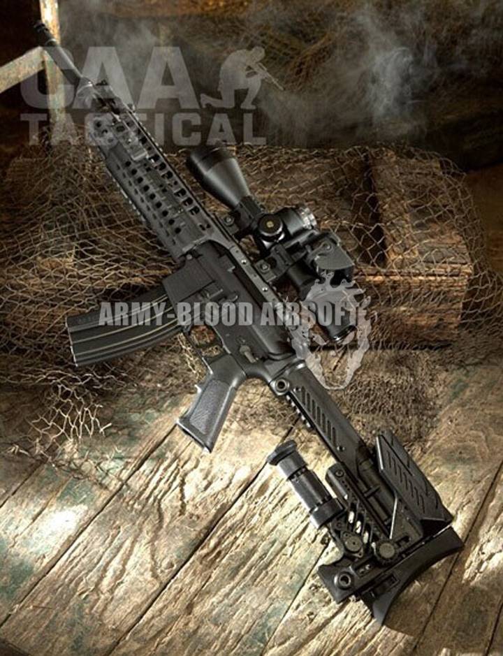 New.CAA SRS Multi Position Sniper Stock For M16/SR25/A2 GBB Rifle (A Type,Black)