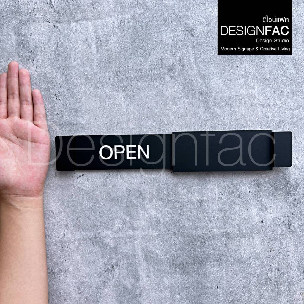 ป้ายเปิดปิดร้าน ป้ายOPEN CLOSED ป้ายเลื่อนติดจากด้านใน ป้ายร้าน โมเดิร์นมินิมอล,Designfac