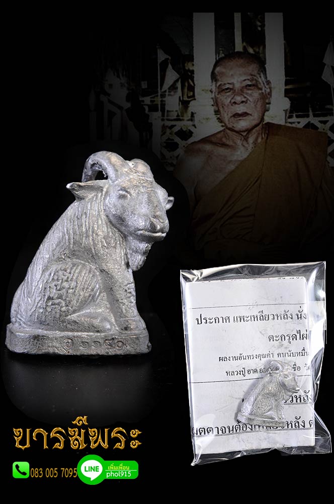 แพะเหลียวหลัง นั่งค่อมตอ รุ่น 2 อุดแร่เกาะล้าน เนื้อตะกั่ว(นิยม) หลวงปู่อาด วัดบุญสัมพันธ์ เจ้าตำรับแพะเหลียวหลัง สืบทอดวิชา หลวงพ่ออ่ำ เรือเก่า วัดหนองกระบอก