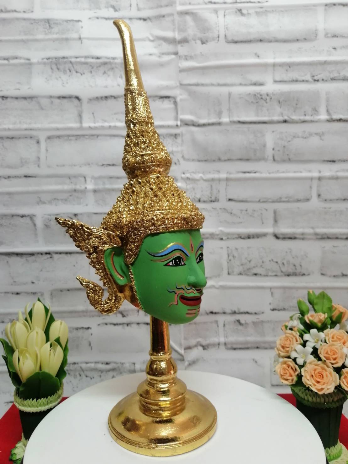 เศียรครู พระอินทร์ ขนาด 5 นิ้ว พร้อมฐานปิดทอง