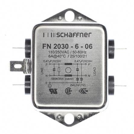NOISE FILTER SCHAFFNER 6A 250VAC 50/60Hz