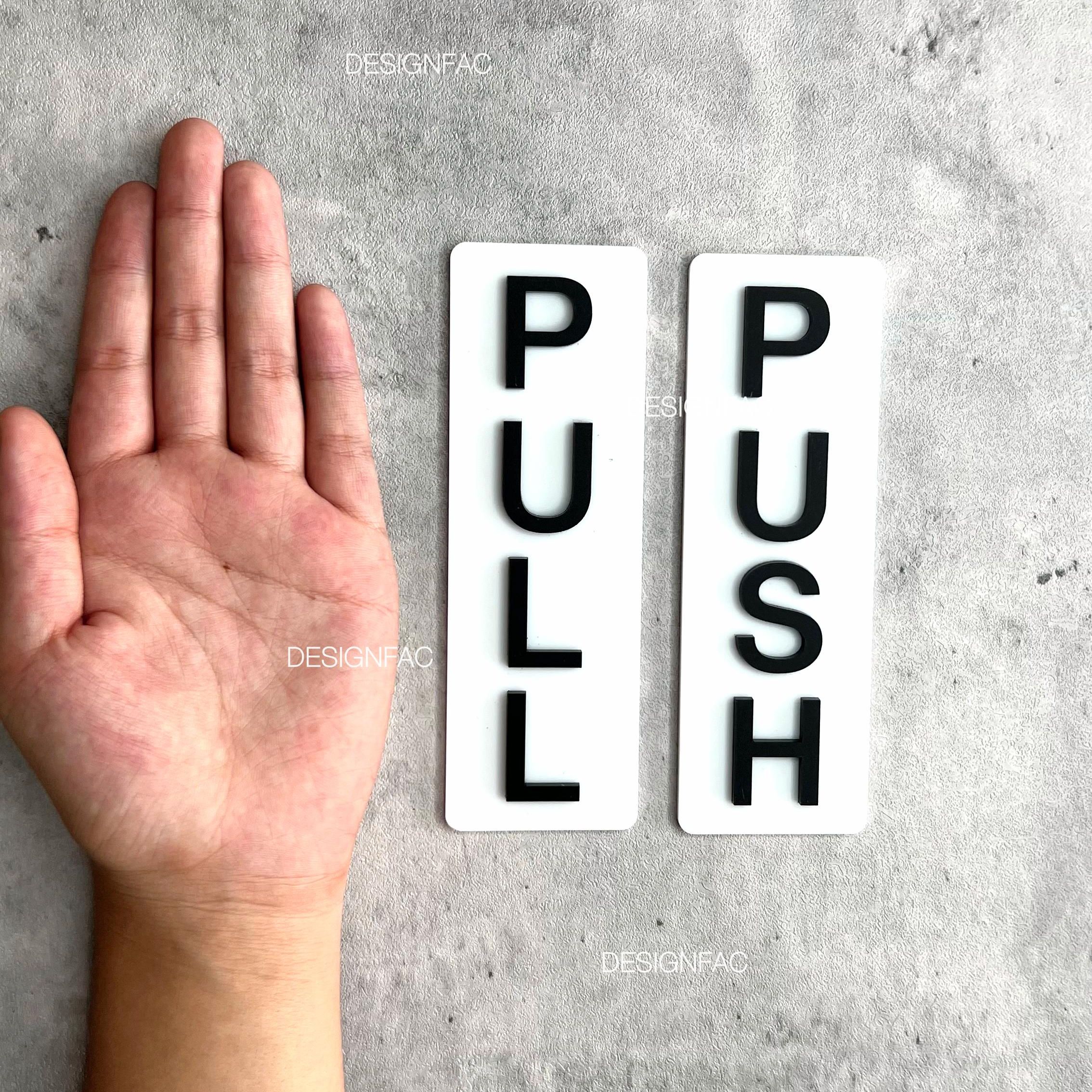 ป้ายดึงผลัก ป้ายผลักดึงแนวตั้ง PULL PUSH ป้ายติดประตู ป้ายสัญลักษณ์ สไตล์โมเดิร์น ลอฟท์ มินิมอล