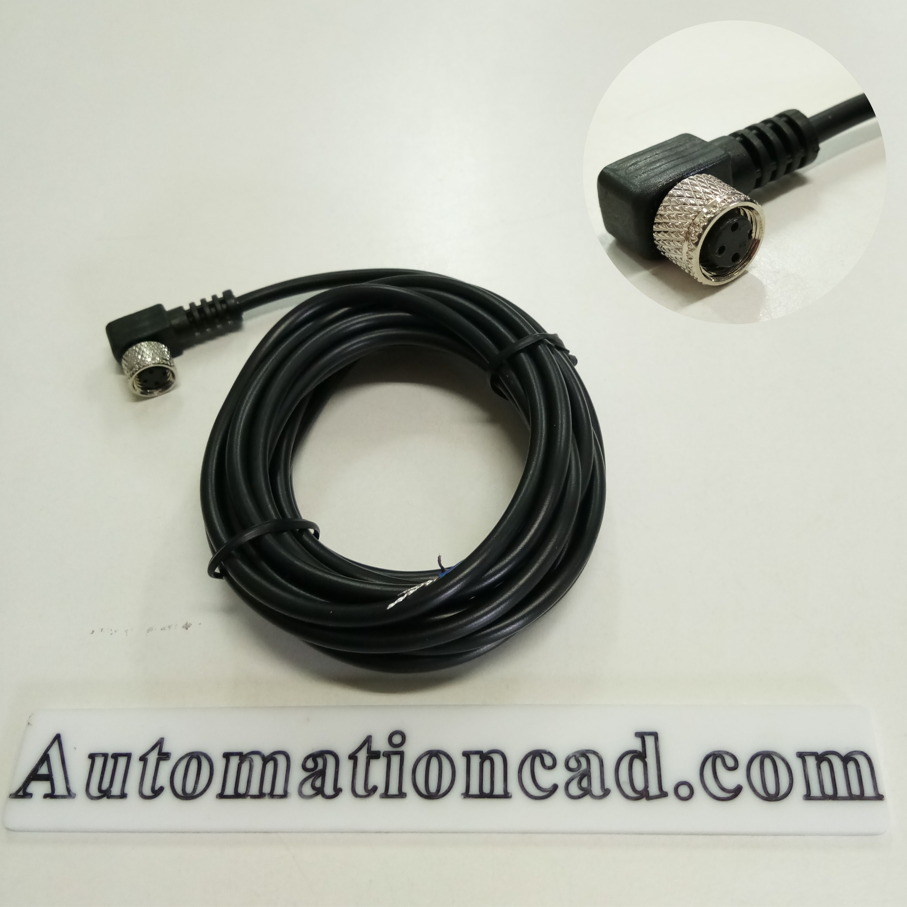 สายพร้อม CONNECTOR แบบงอ เกลียว M8 ตัวเมีย แบบ 3 ขา ยาว 3m.