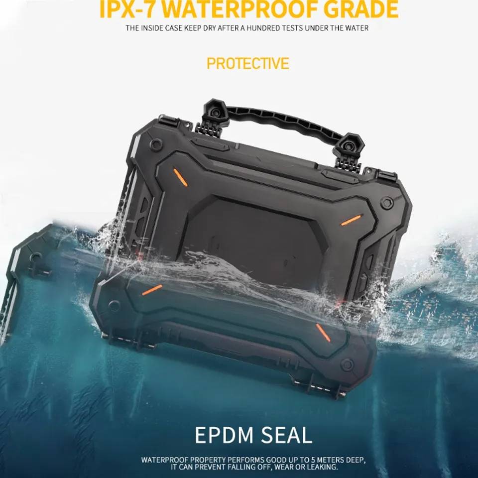 New.กล่องอุปกรณ์ขนาด 12.6 นิ้ว ◾ผลิตจากวัสดุ Polymer เกรดคุณภาพ ◾Case กันกระแทก / กันน้ำ ◾ภายในมีฟองน้ำรังไข่(บน) / Pre cubed (ล่าง) ◾สำหรับใส่อุปกรณ์ต่างๆ ◾ขนาดภายนอก 320*280*85 mm ◾ขนาดภายใน 304*225*75 mm ◾ น้ำหนัก 0.65 kgs