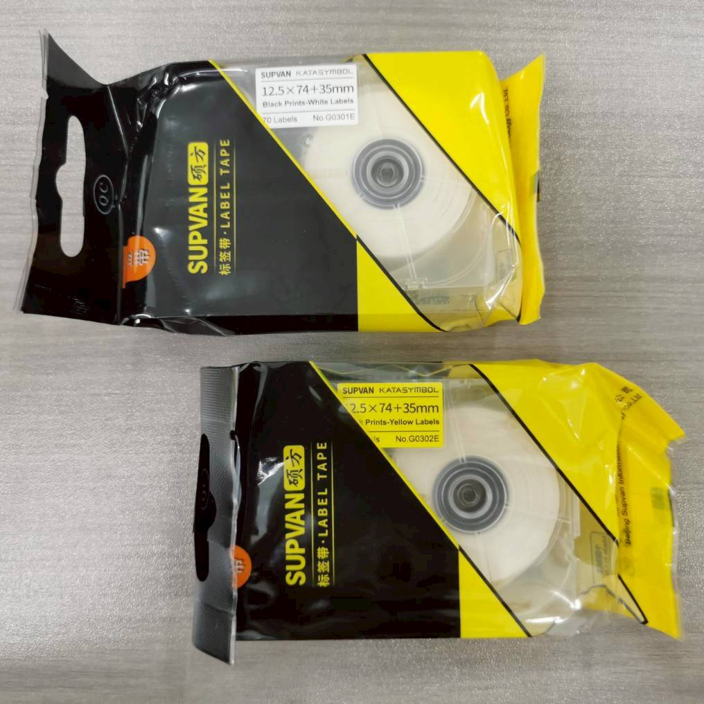 SUPVAN G0302E ลาเบล เทปแบบธง สีเหลือง 12.5×(74+35)mm, 70pcs/roll Flag Label Yellow
