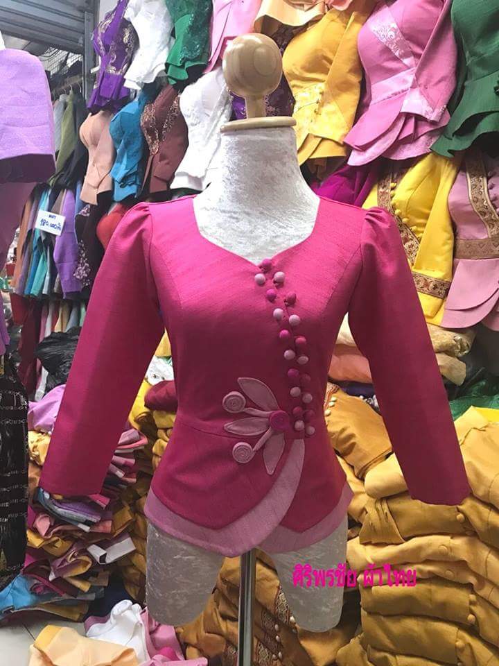 เสื้อผ้าไทยพื้นเมืองสีชมพูพาสเทล #เสื้อผ้าไหมลาวสีชมพูพาสเทล#เสื้อผ้าฝ้ายสีชมพูพาสเทลแต่งเอวระบาย #เสื้อผ้ไหมอินเดียสีชมพุพาสเทล ชมพู 34"=M