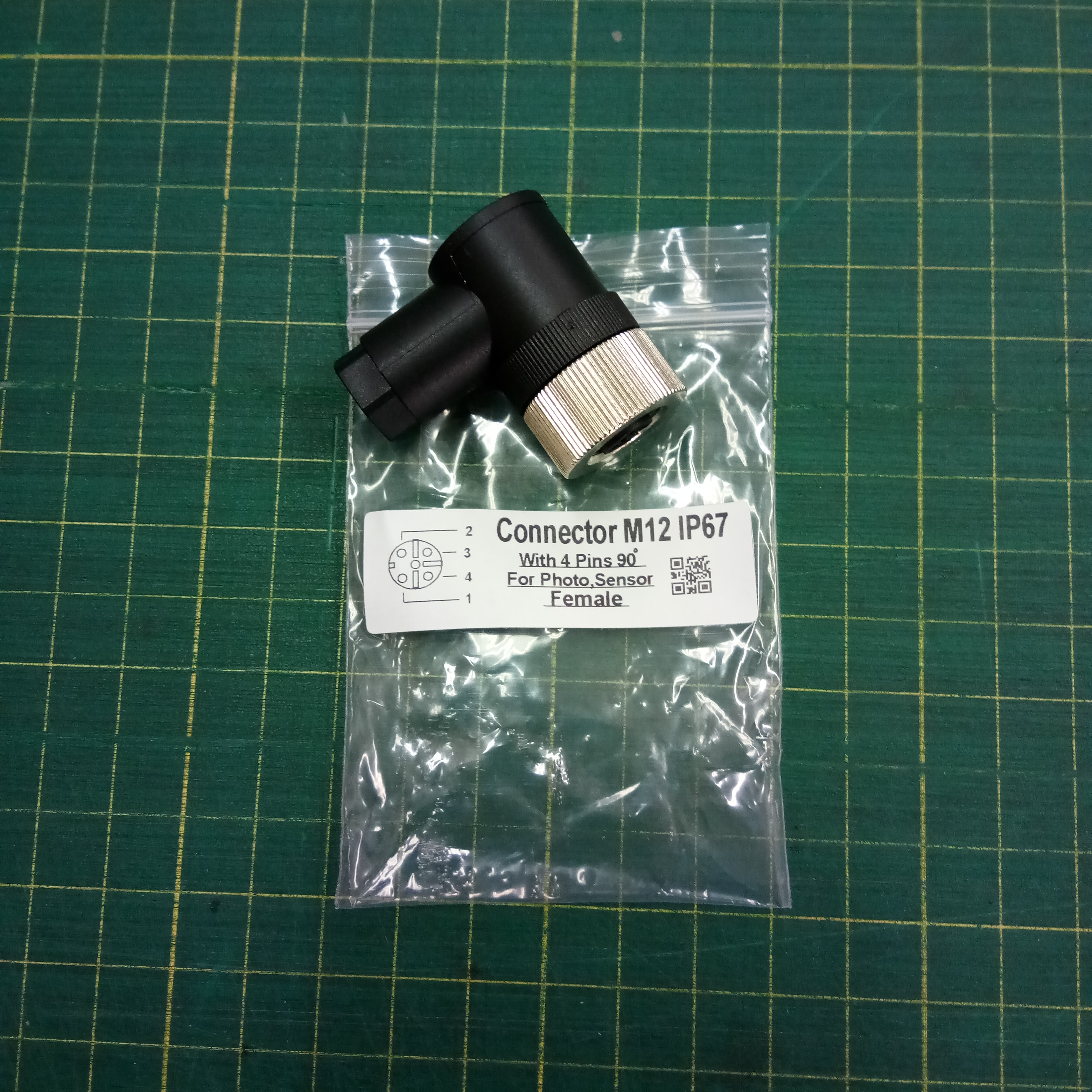 หัวคอนเนคเตอร์ M12 4Pins แบบงอ 90 ํ ตัวเมีย Connector