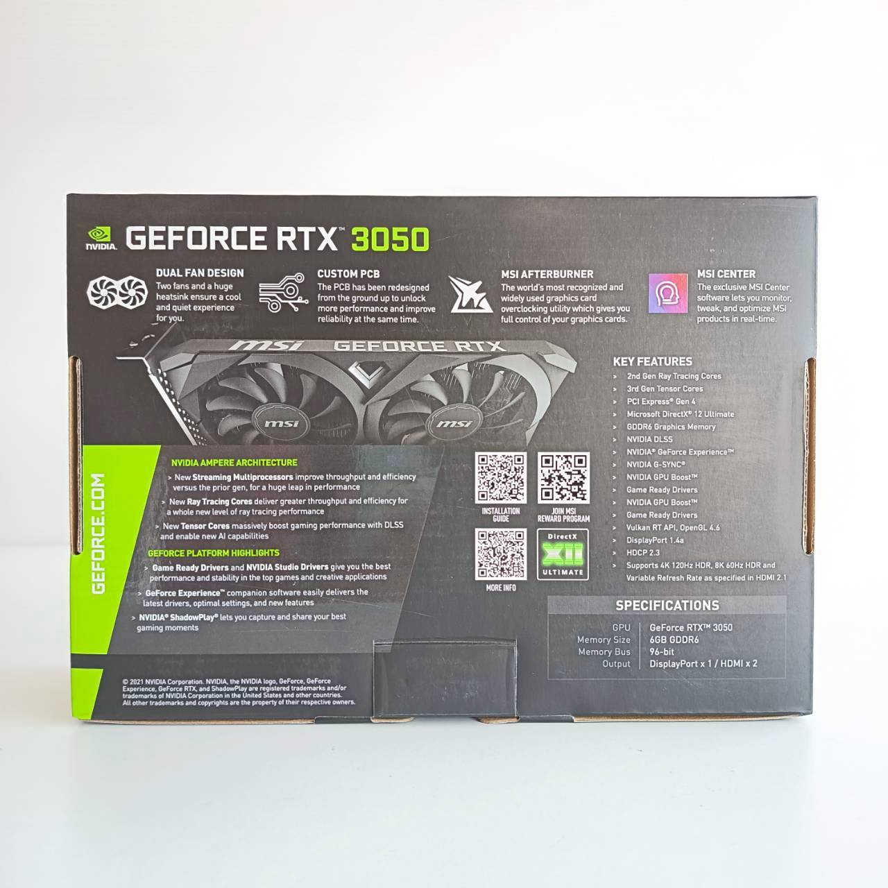 RTX 3050 MSI GDDR6 6GB 96bit ประกัน Achieva 01/05/2028