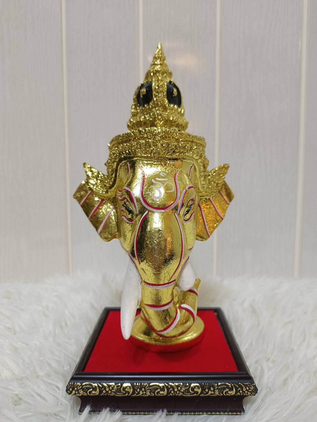 พระพิฆเนศ (หน้าทอง) ขนาดกลาง 4 นิ้ว พร้อมฐานทอง