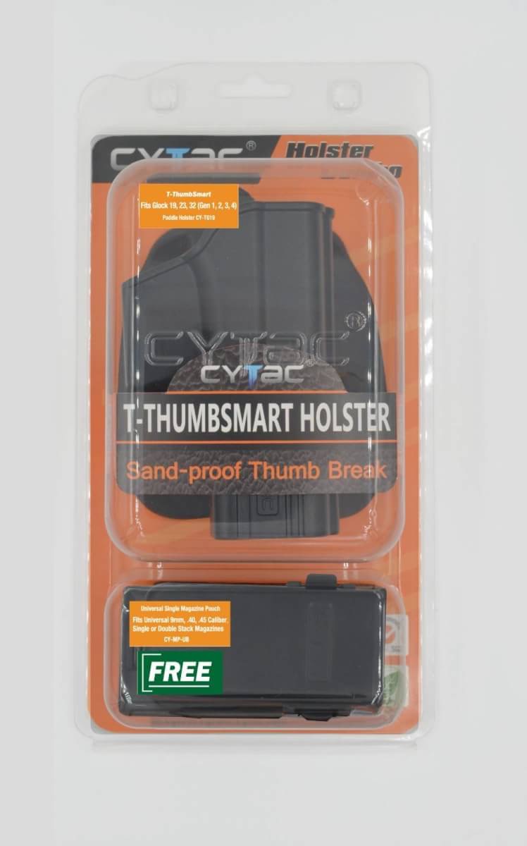 ซองปืน รุ่นT-Thumbsmart Holster จากค่าย Crytac ของปืน Glock 17 ใส่ได้ทั้งปืน Glock 17，22，31（Gen1-4） ใน1ชุด มาพร้อมซองปืนที่สามารถปลดไวออกจากเพลตได้ และ ซองแม็คกระซีนเดี่ยว1ชุด
