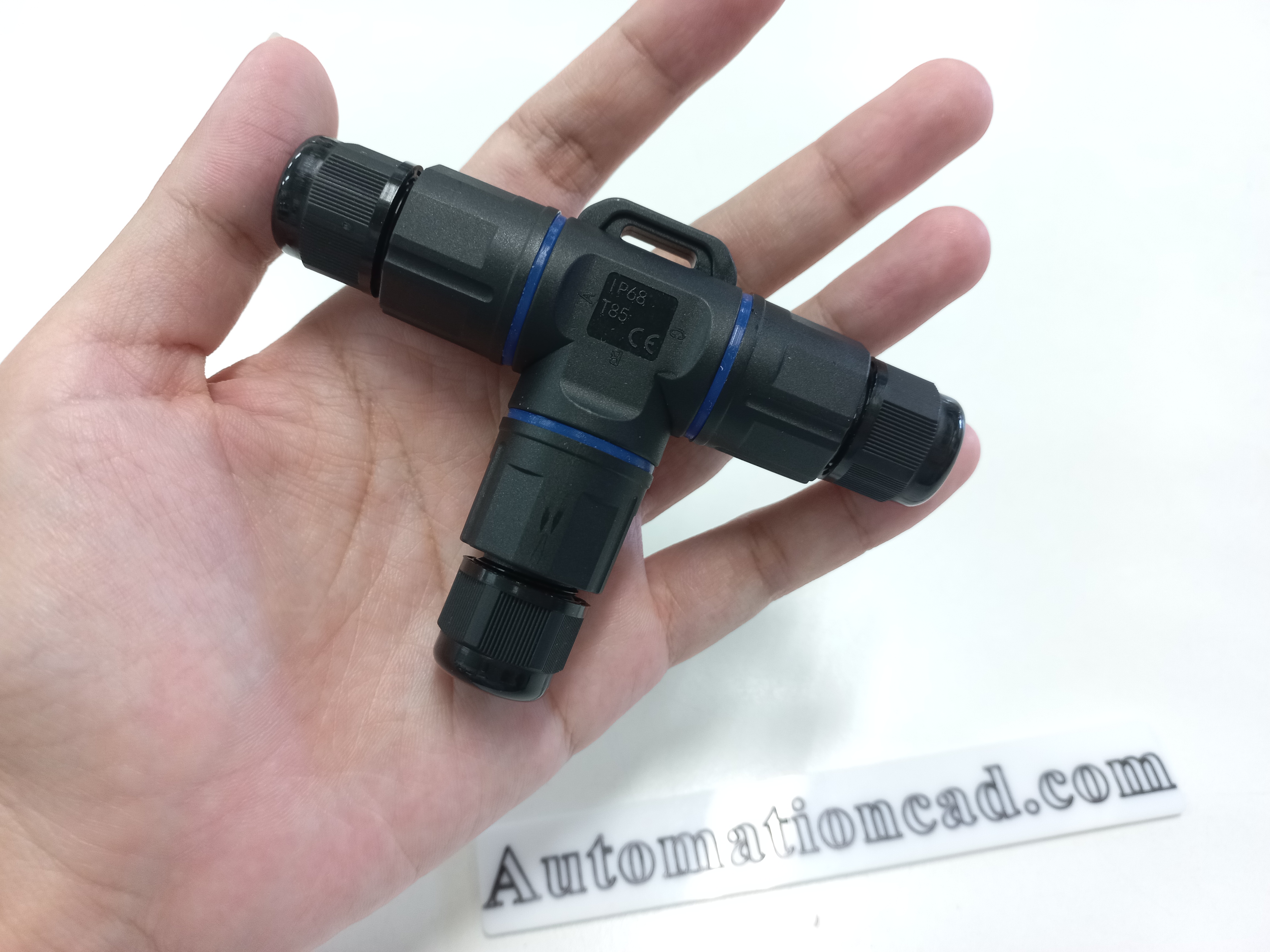 ข้อต่อสายไฟกันน้ำ แบบตัว T ใช้กับสายไฟ ขนาด 0.3 ถึง 1.5 mm² 2 เส้น แบบขันน็อต