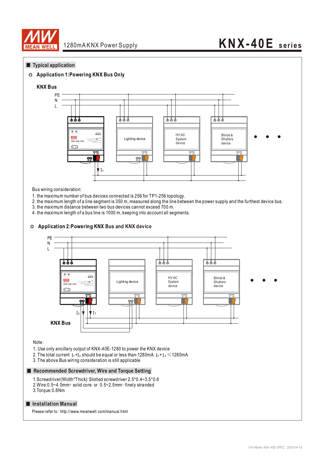 สวิทช์ชิ่งพาวเวอร์ซัพพลาย Meanwell KNX-40E-1280 POWER SUPPLY 40W 30V 1.28A