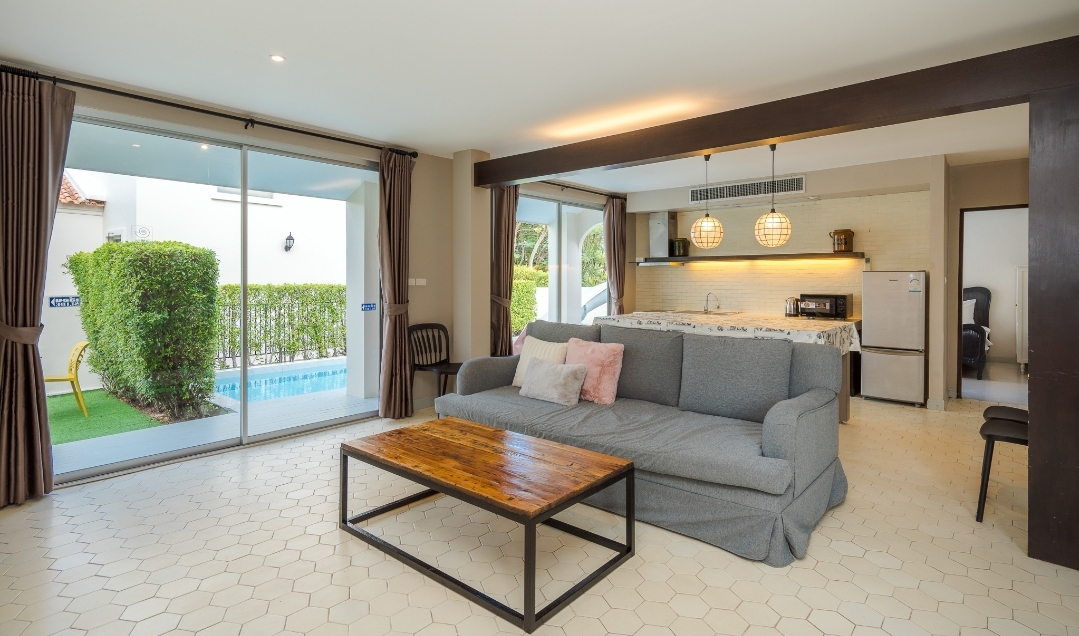 HR15021 บ้านพักหัวหิน บ้านทัศคานี บีช วิลล่า 5 ( White 3Bed Garden View )