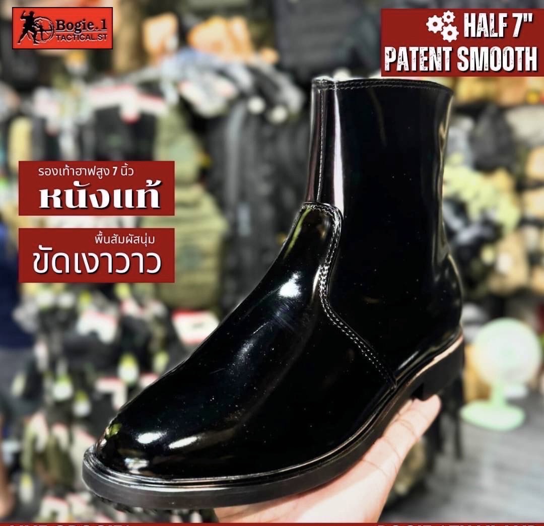 📢 สินค้าใหม่!! เข้าร้านแล้ว!! BOGIE1 รุ่น Half 7 Patent Smooth สัมผัสความนุ่มในทุกการเคลื่อนไหว ด้วยนวัตกรรมที่ล้ำสมัย #ลดอาการปวดฝ่าเท้า นำเทรนด์สไตส์ Bogie.1 Tactical 🥾 รองเท้าฮาฟหนังพรีเมี่ยม (Cowhide Leather : PREMIUM) - หนังแท้ เงาแวว