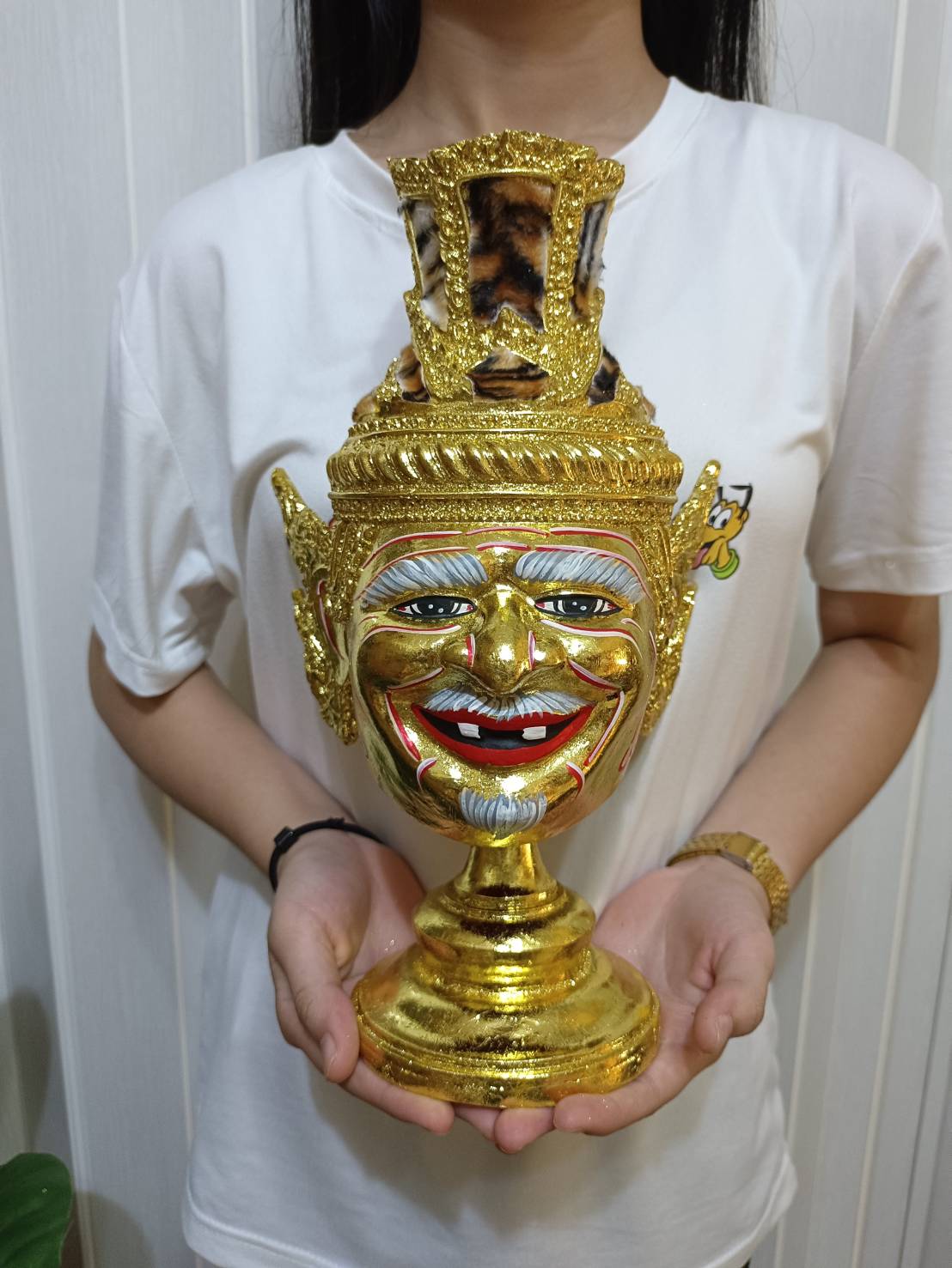 เศียรครู พ่อแก่ พระพรตมุณี ขนาดผลส้มโอ พร้อมฐานปิดทอง