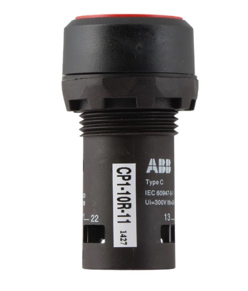 ปุ่มกด ABB Push Button Switch 1NO+1NC สวิตซ์กดเด้งกลับ รู 22 mm สีแดง