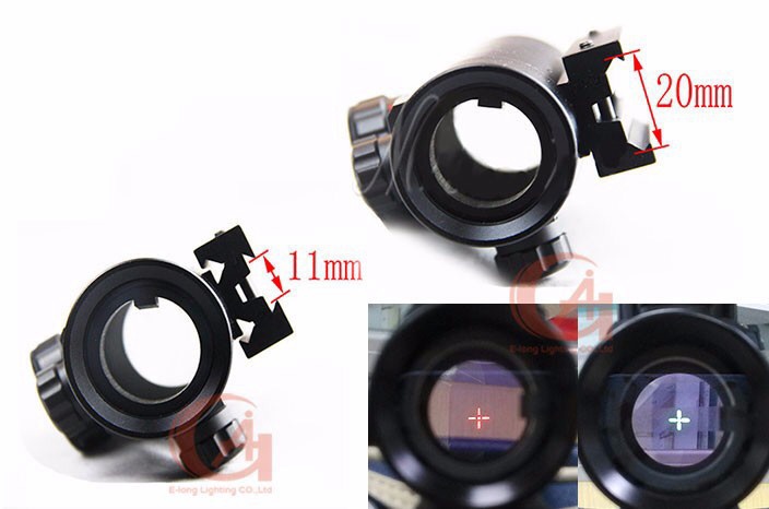 Tactical Hunting Holographic 1 x 40mm Airsoft Red Green Dot Sight Cross Rifle Scope 11-20mm Weaver Rail Mount HT5-0003