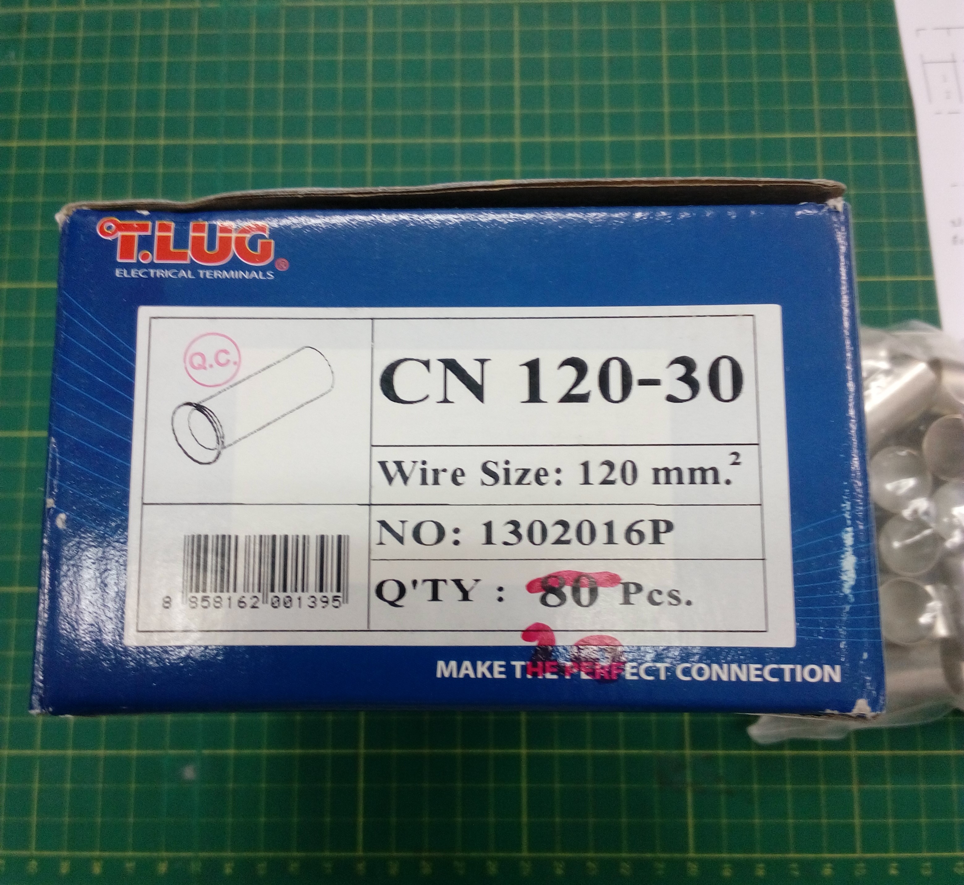 ข้อต่อย้ำปลายสาย แบบเดี่ยวเปลือย CN120-30 TLUG ใช้กับสาย 120 sq.mm