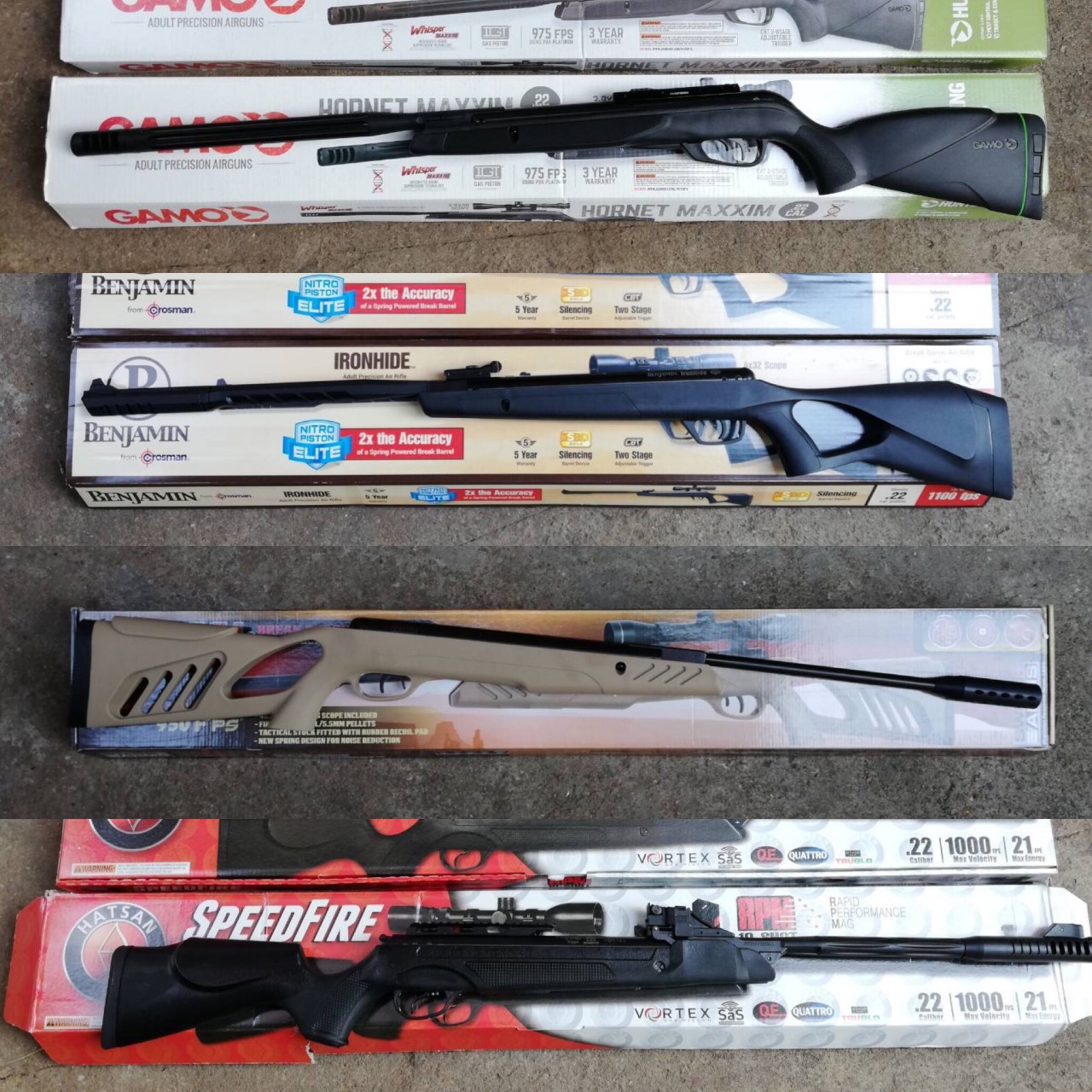 1:Crosman​ Fury ราคา​ 18,000​บาท​ 2:Benjami​n​ Titan ราคา​ 20,000​บาท​ 3:Crosman​ Valiant ราคา​21,000​ บาท​ 4:Gamo​ wild​cat ราคา​ 21,000​ บาท 5:Gamo​ Hornet​ maxxim ราคา​ 21,000​ บาท 6:Benjami​n​ Ironhide SBD​ ราคา​ 17,000​ บาท 7:Swiss Arms​ Tac1 ราคา​18