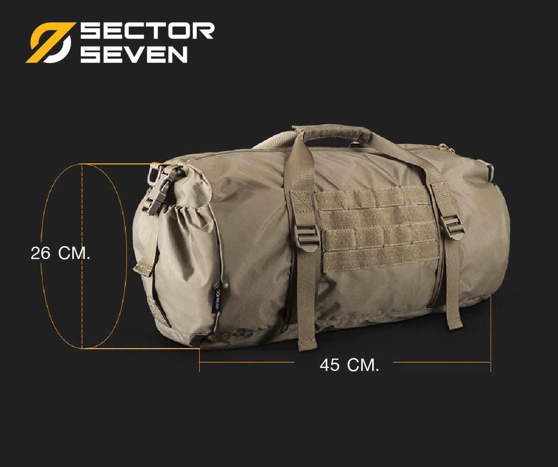 (clapping hands)สินค้าใหม่ค่ะ (fire)Sector Seven Duffel bag 🍁 ผลิตจากผ้า 400D เกรดคุณภาพ 🍁 วัสดุทนทานต่อรอยขีดข่วน กันละอองน้ำได้ 🍁 Molle webbings สำหรับร้อยอุปกรณ์ 🍁 มีแผ่น Velcro ติด patch 🍁 Weight 450 g. , Capaci