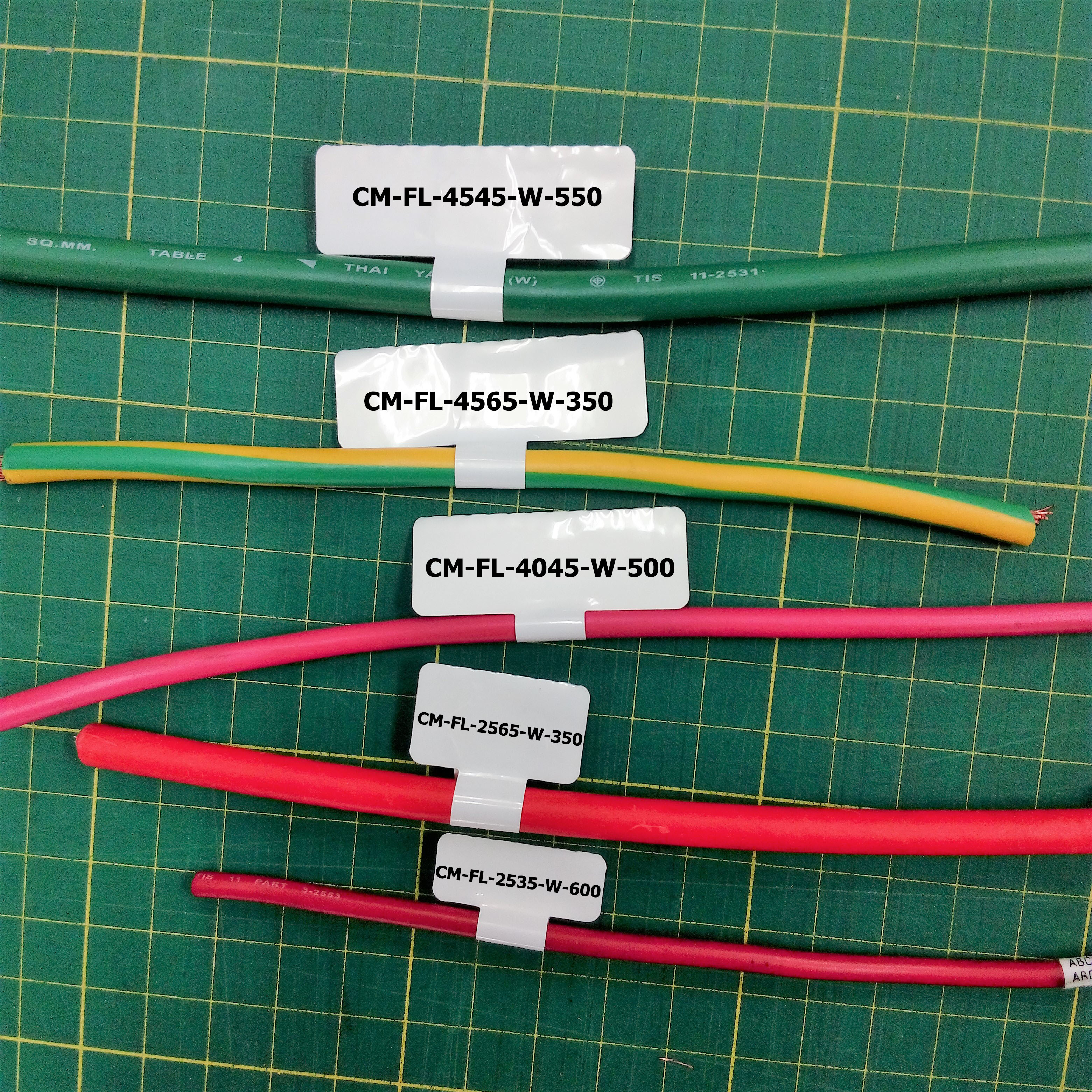 สติ๊กเกอร์มาร์คสายไฟ แบบธง 40mm x 15mm หางสั้น เบอร์มาร์คสายไฟ CABLE MARKER