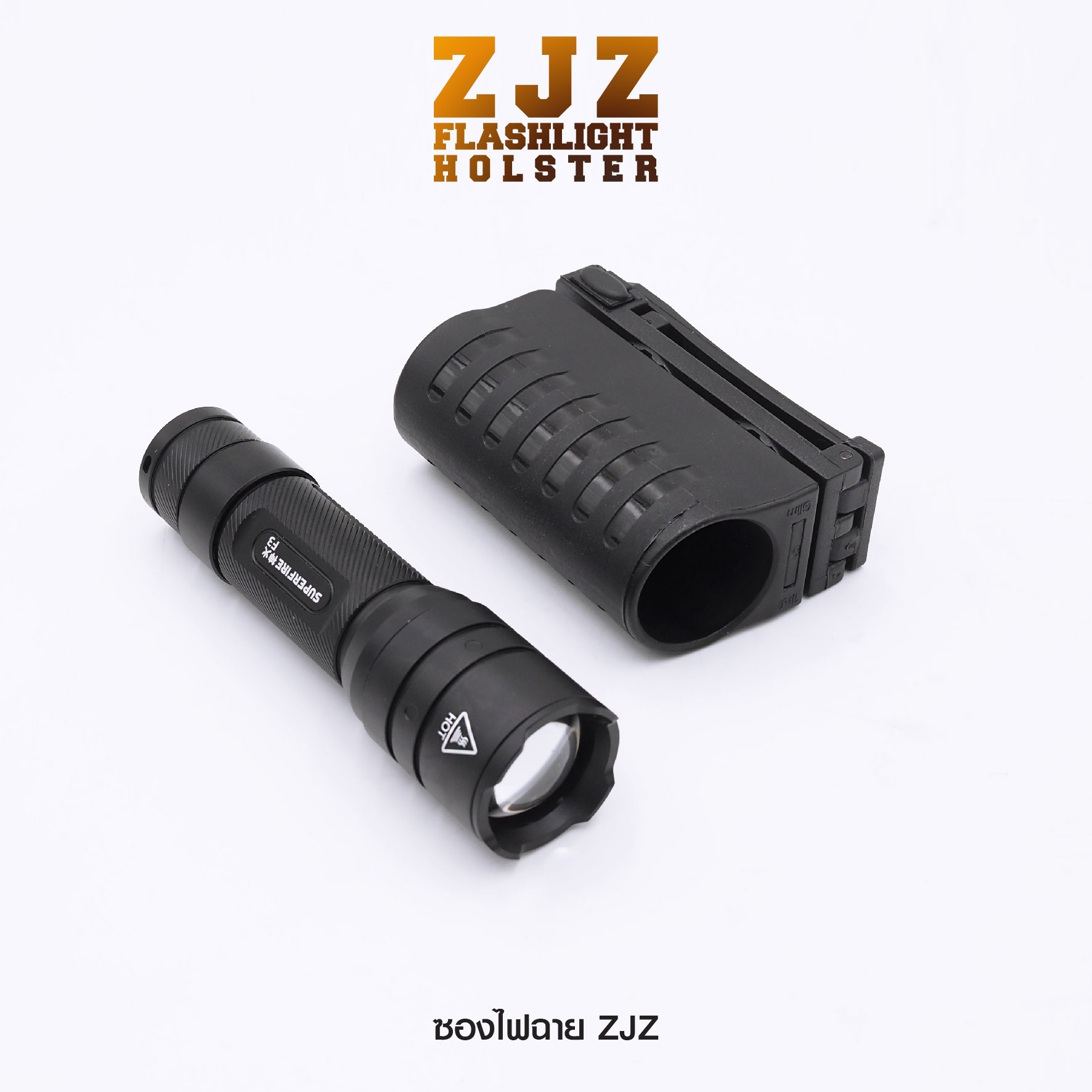 New.ซองไฟฉาย ZJZ ( ZJZ Flashlight Holster ) 🔦 ผลิตจาก Polymer เกรดคุณภาพ 🔦 สำหรับใส่ไฟฉายหรือขวดสเปรย์ ที่มีขนาด Dia : 2.8 - 3.1 cm. เท่านั้น 🔦 ภายในมีแหนบสปริง ช่วยให้ใส่กระชับ 🔦 ตัวยึดเข็มขัด ระบบ Teklok ปรับได้ 1" -