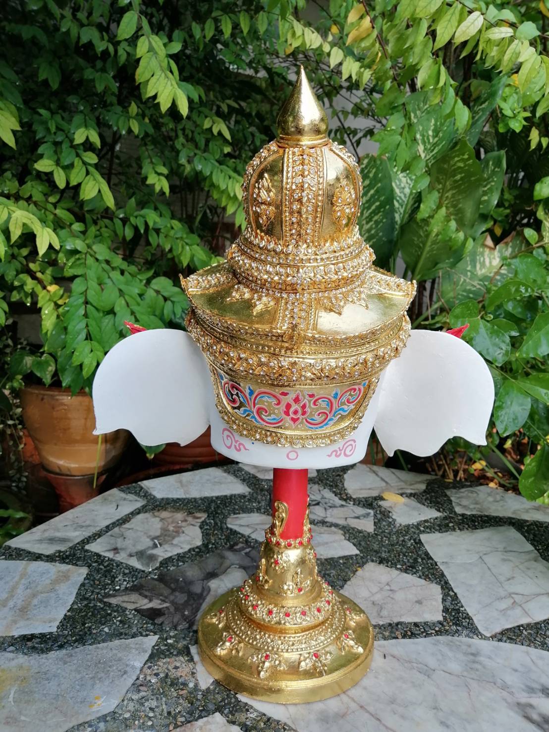 เศียรครู พระพิฆเนศ (หน้าสีชมพูอ่อน) ขนาดครอบ เกรดพรีเมี่ยม