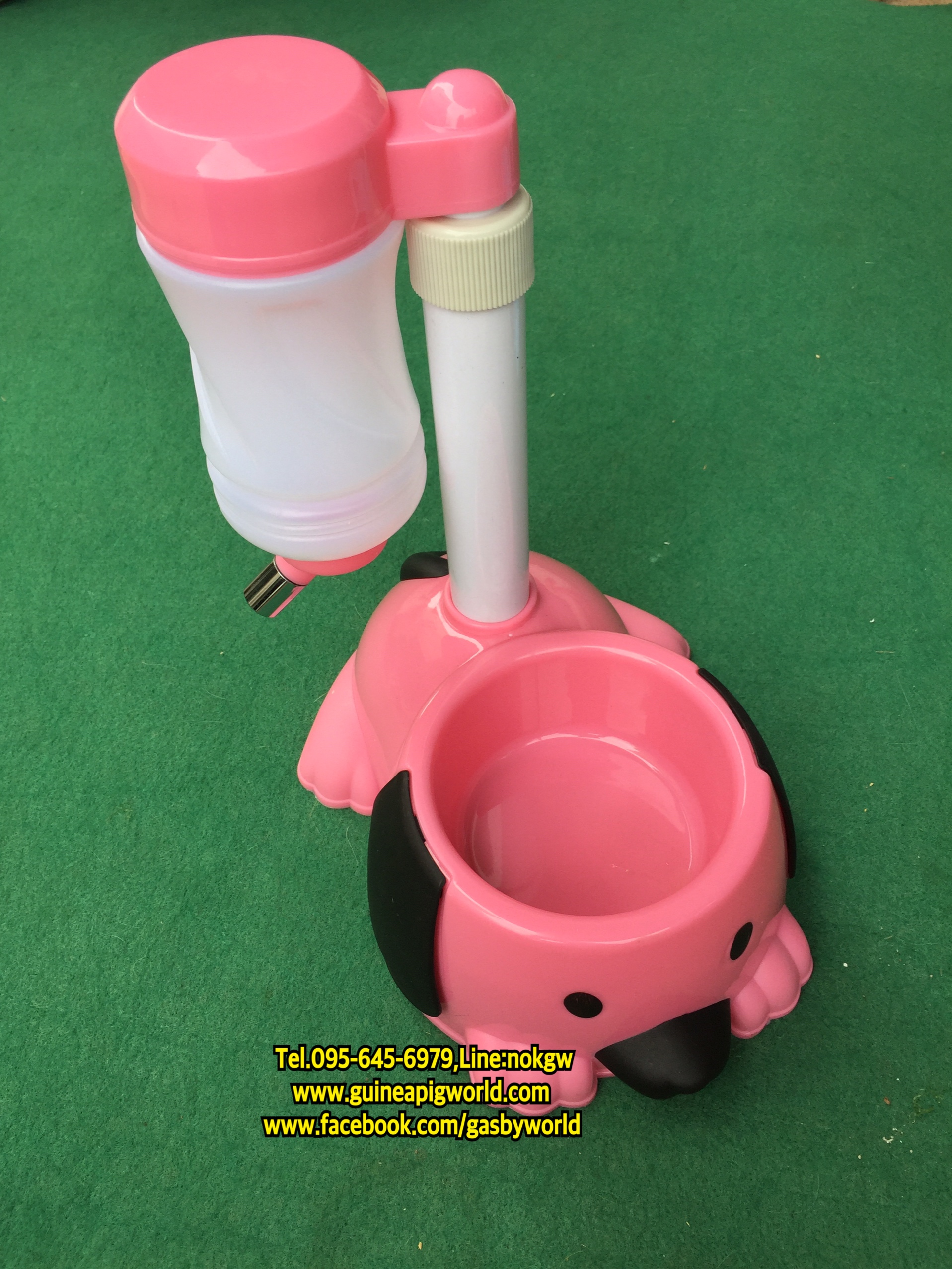 ชามอาหารและขวดน้ำตั้งพื้นรูปสุนัข(25.5x18.5x42cm.) เสาแขวนขวดน้ำปรับระดับสูงต่ำได้