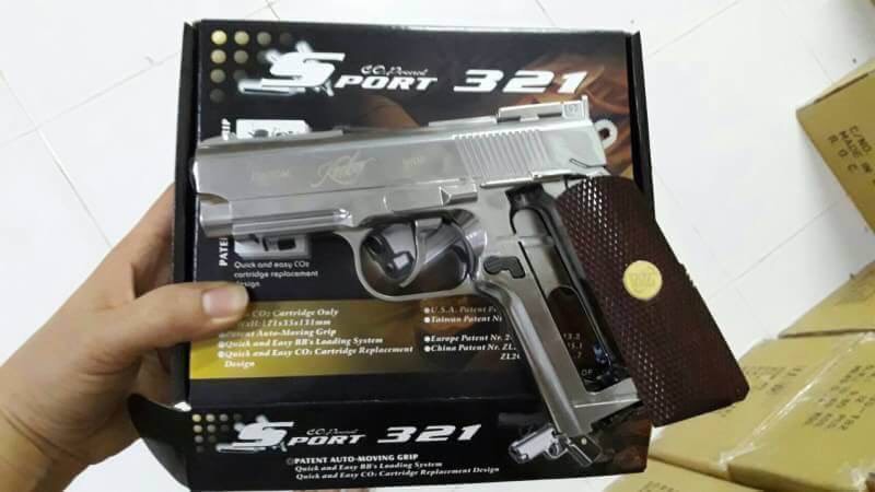 New.Wingun Sport 321 Custom Kimber (Silver) ระบบแก๊ส Co2 โลหะทั้งกระบอก Full Metal ความแรงเฉลี่ย 450fps ราคาพิเศษ