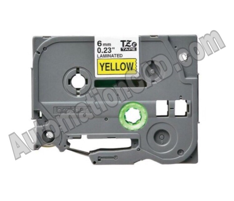 เทปพิมพ์อักษร TZE-611 6 มม. BROTHER ของแท้ อักษรสีดำ พื้นสีเหลือง