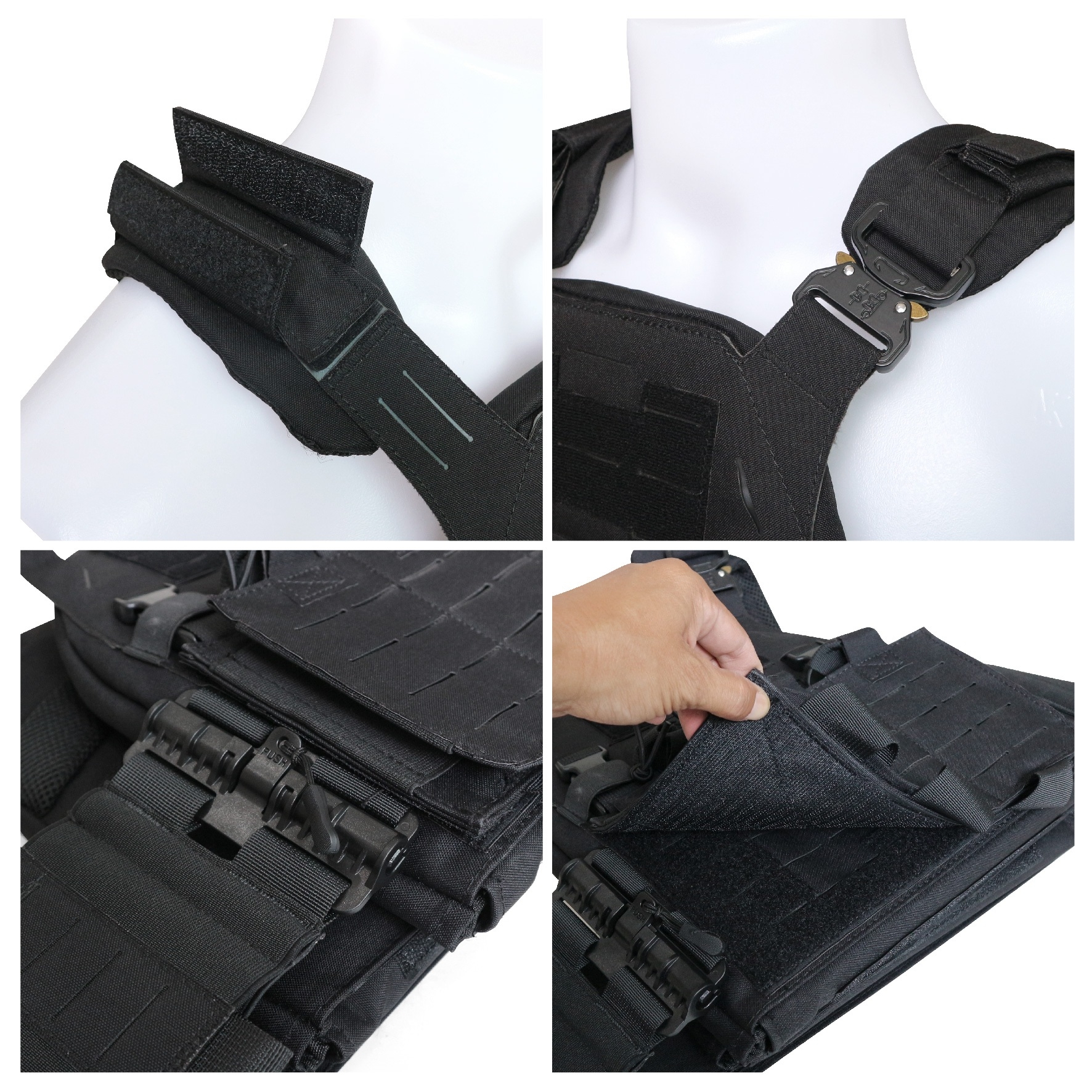 New. เสื้อเกราะ Universal Vest ( Universal Vest ) ♣ ผลิตจากผ้า Nylon 1000D เกรดคุณภาพ ♣ ติดตั้งชุดปลดไว 3 จุด ใช้งานสะดวก ♣ สายโอบข้างยางยืด มีช่องใส่แม็ก 5.56, วิทยุสื่อสาร หรืออุปกรณ์อื่นๆ ได้ รวม 6 ช่อง ♣ มาพร้อมกับซองแม็กกา