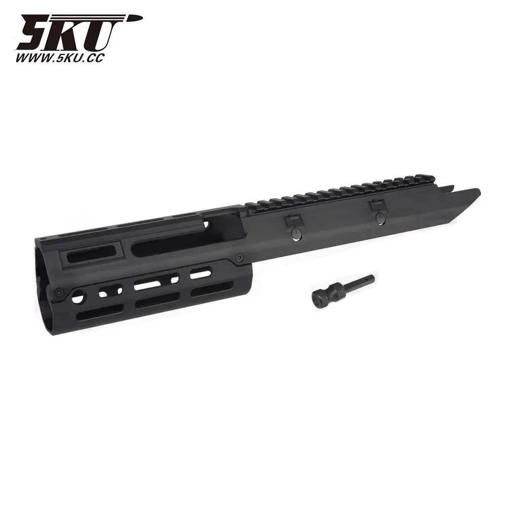 ชุดหน้า UTG Pro MP5 M-LOK - 5KU-403 for Umarex / VFC สำหรับ MP5 Umarex / VFC ระบบ GBB งานอะลูมีเนียม CNC ดีไซน์โฉบเฉี่ยว น้ำหนักเบา มีช่องสำหรับอุปกรณ์ M-Lok รอบด้าน มีราง Picatiny 20mm ด้านบน อีกทั้งยังสามารถติดตั้งราง MP5 แบบดั้งเดิมเพื่อยกสูงได้อีกด้วย