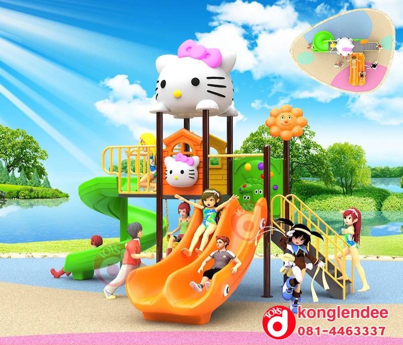 เครื่องเล่นสนามกลางแจ้ง ชุุดน้องแมวสองสไลด์