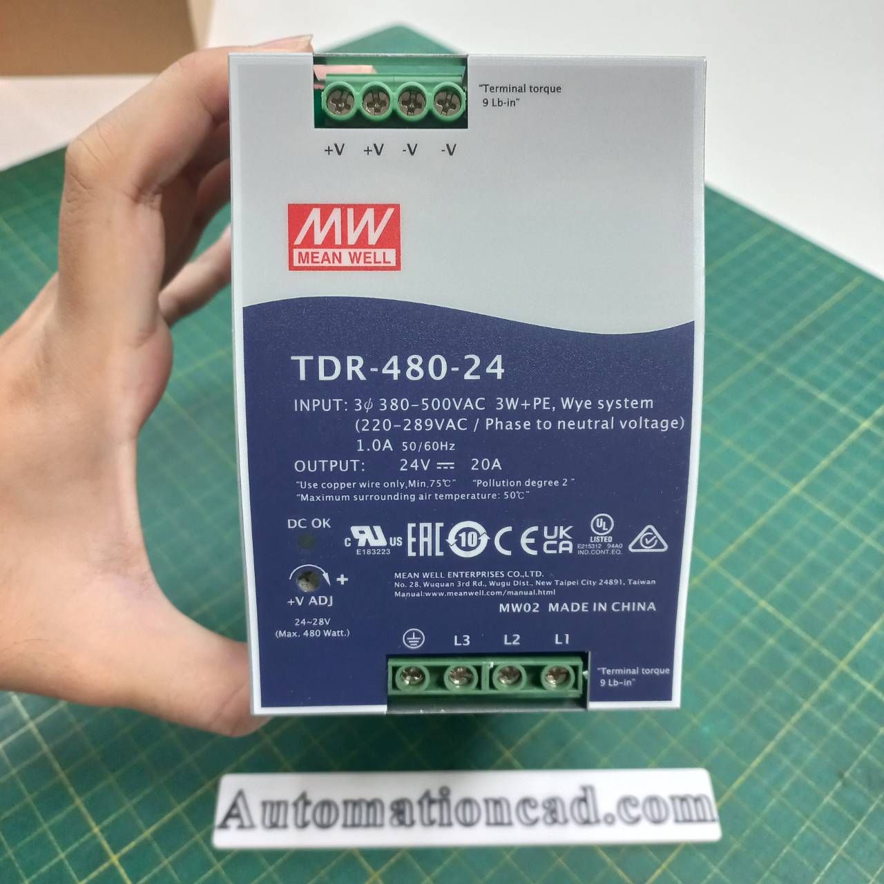 POWER SUPPLY 24VDC 20A INPUT 3PHASE 380VAC MEANWELL พาวเวอร์ซัพพลาย 3 เฟส