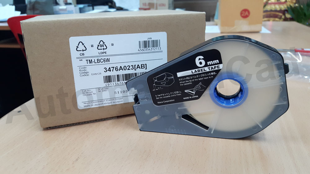 สติ๊กเกอร์ Label 6mm. White เครื่องพิมพ์ CANON รุ่น MK1500 MK2600 MK2100 3476A023
