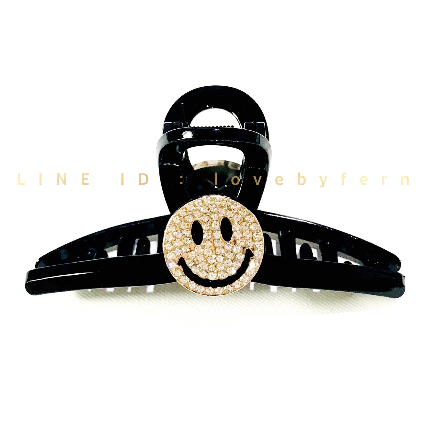 กิ๊บหนีบเกาหลี สีดำแต่ง smile เพชร ขนาด 11 cm เหมาะสำหรับผมปกติ-หนา หนีบแน่น ไม่กินผม อย่างดี #MadeinKorea #กิ๊บเกาหลี