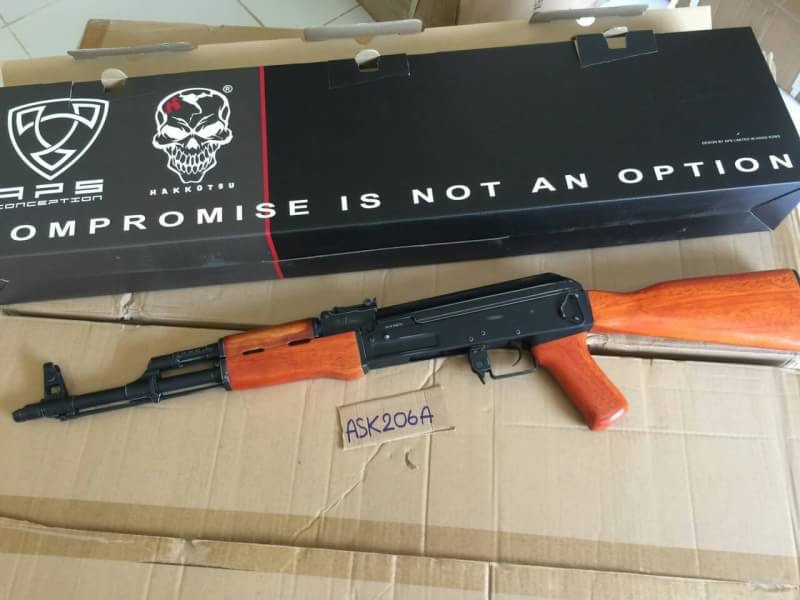 New.ปืนไฟฟ้า AK ASK 206A สีดำเงา ไม้แท้ ท้ายเต็ม ราคาพิเศษ