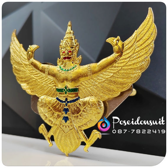 ตราติดหน้ารถครุฑเสริมอุดมโชคปลอดภัย ครุฑสีทอง ตราครุฑเสริมอุดมโชค
