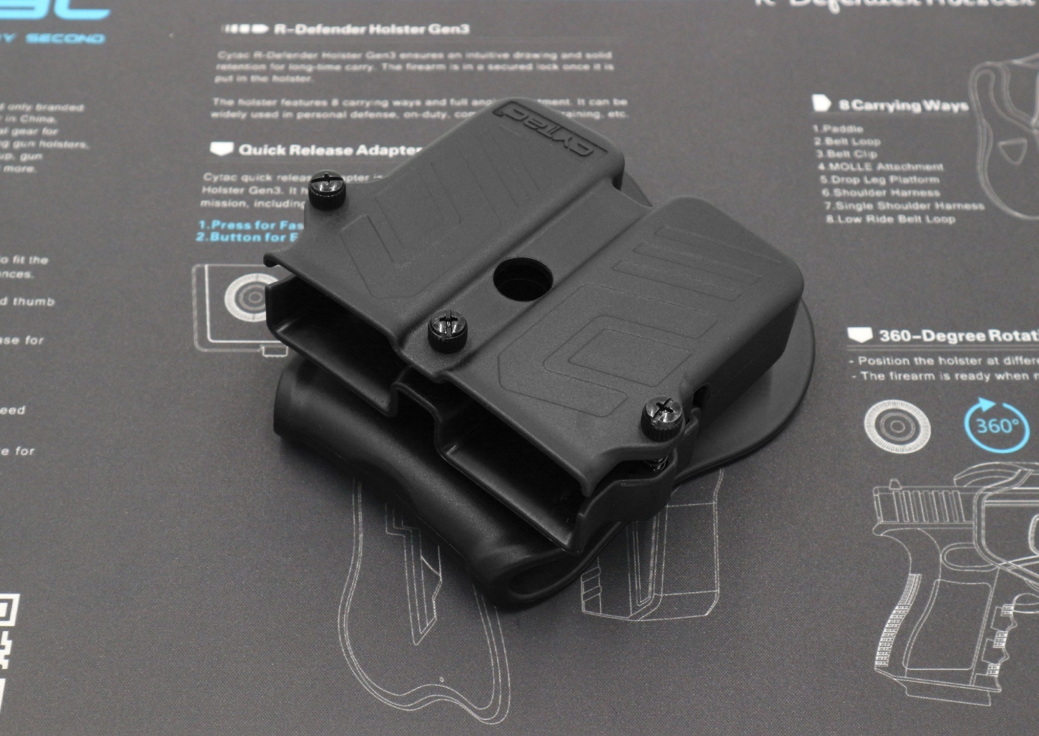 ซองแม็กกาซีนคู่ Cytac ( UNIVERSAL DOUBLE MAGAZINE POUCH ) ♦️ผลิตจาก Polymer เกรดคุณภาพ แข็งแรงทนทาน ♦️ใช้งานได้กับแม็กหลากหลายรุ่น ( ตามตารางแนบ ) ♦️สามารถปรับใช้ได้กับขนาด 9MM, .40, .45 Caliber ทั้งแม็กแถวเดี่ยวและแถวคู่ ( Single and