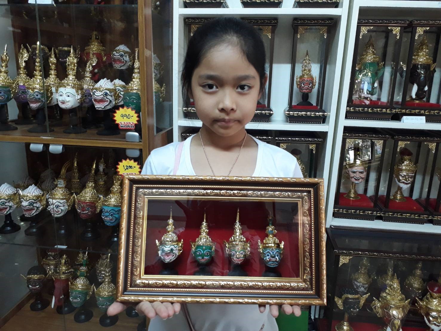 หัวโขนจิ๋ว 4 หัว พร้อมกรอบลายไทย