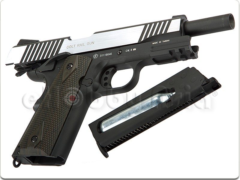 New.CYBERGUN COLT 1911 Rail CO2 GBB Pistol (Dual Tone) ราคาพิเศษ