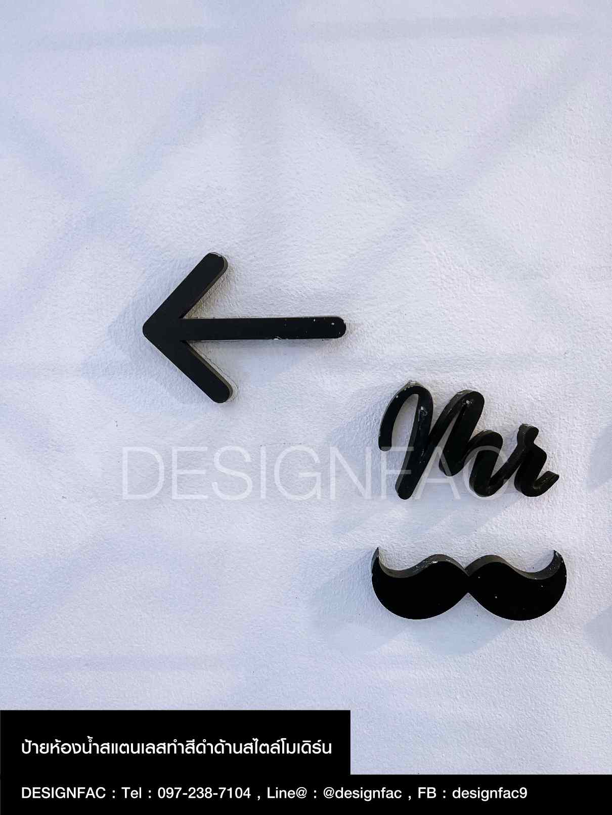 ป้ายบอกทางห้องน้ำชาย Mr. ป้ายบอกทางห้องน้ำหญิง Mrs. ป้ายห้องน้ำสแตนเลส โมเดิร์น มินิมอล ลอฟท์