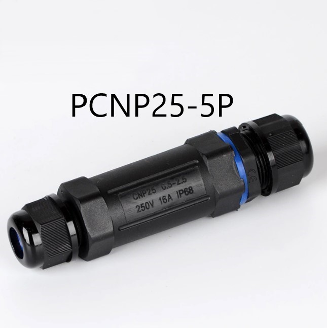 ข้อต่อสายไฟกันน้ำ ใช้กับสายไฟ ขนาด 0.5 ถึง 2.5 mm² 5 เส้น แบบขันน็อต