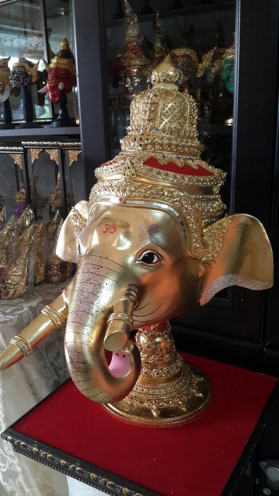 พระพิฆเนศ ขนาดครอบ งานทองแท้ ประดับเพชรน้ำดี