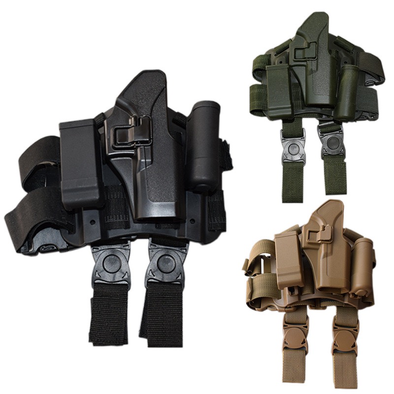 ชุดซองปืนพกนอกรัดต้นขา ยี่ห้อ Black Hwak รุ่น Sig Sauer Pro สำหรับปืน : Sig Sauer P320/220 คุณสมบัติ : #เพลตรัดต้นขามาพร้อมสายรัด4จุด หัวล็อคปลดไวได้ ทำให้คล่องตัว และ สะดวกสบาย #พร้อมซองแม็กกระซีนเดี่ยว 1ช่อง และ ซองไฟฉาย 1ช่อง(สามารถเปลี่ยนเป็นซองแม็กกร
